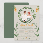 フローラ結婚式招待状と新郎新婦 招待状 (正面/裏面)