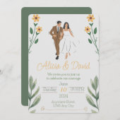 フローラ結婚式招待状と新郎新婦 招待状 (正面/裏面)