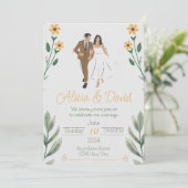 フローラ結婚式招待状と新郎新婦 招待状 (スタンド正面)