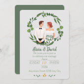 フローラ結婚式招待状と新郎新婦 招待状 (正面/裏面)