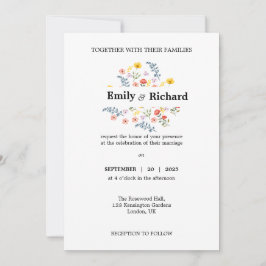 フローラ結婚式招待状と水彩の花 招待状