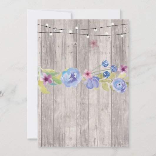 フローラ結婚式招待状ウッド素朴ライト 招待状 (裏面)