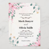 フローラ結婚式招待状カスタムバラデザインカード 招待状 (正面/裏面)