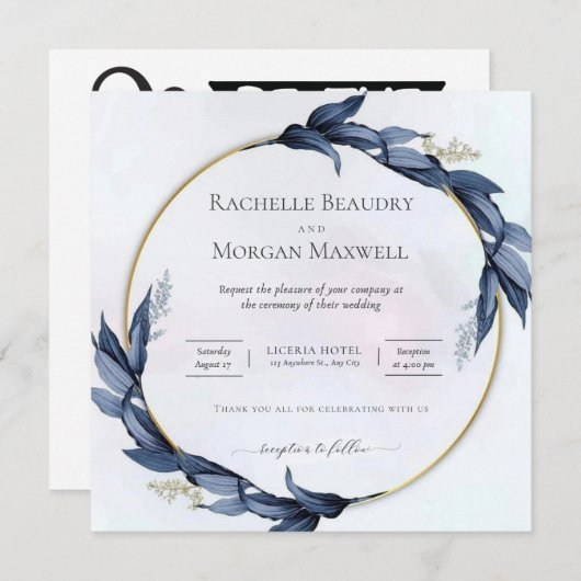 フローラ結婚式招待状カード 招待状 (正面/裏面)