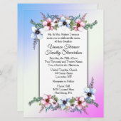 フローラ結婚式招待状デュアルブルー/ピンク 招待状 (正面/裏面)