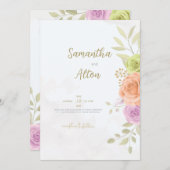 フローラ結婚式招待状パーソナライズされたカード 招待状 (正面/裏面)