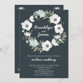 フローラ結婚式招待状ホワイトリース 招待状 (正面/裏面)