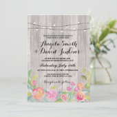 フローラ結婚式招待状素朴木製糸灯 招待状 (スタンド正面)