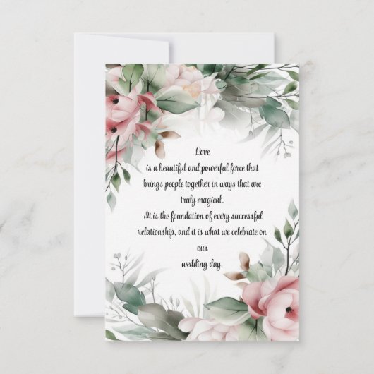 フローラ結婚式招待状緑トーン 招待状 (裏面)