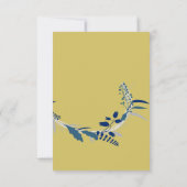 フローラ結婚式招待状金ゴールドと青 招待状 (裏面)