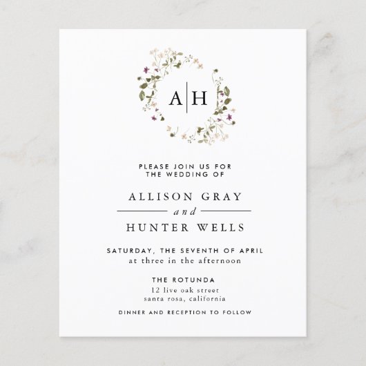 フローラ結婚式招待状 (正面)