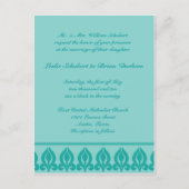 フローラ結婚式招待状-ティール（緑がかった色）/ティール（緑がかった色） インビテーションポストカード (正面)