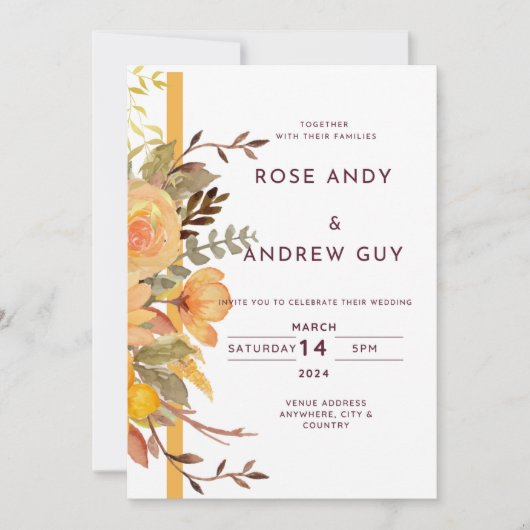 フローラ結婚式招待状、デジタル招待状カード 招待状 (正面)