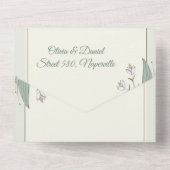 フローラ結婚式招待状 – 写真の日付を保存 オールインワン招待状 (裏面)