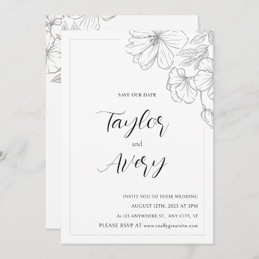 フローラ結婚式招待状 招待状 (正面/裏面)