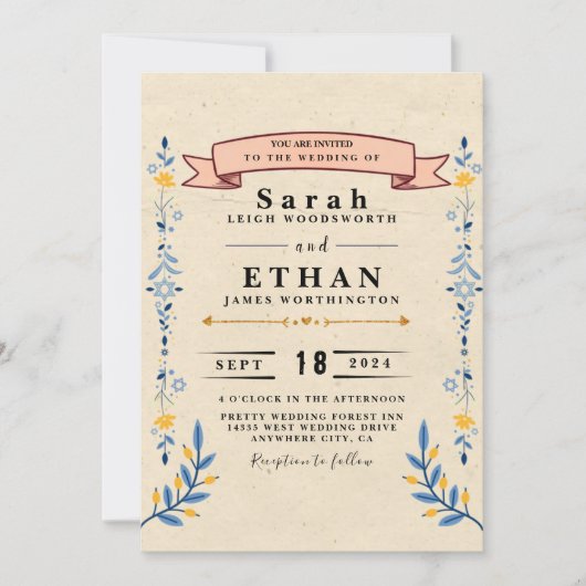 フローラ結婚式招待状 招待状 (正面)