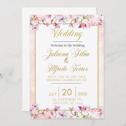 フローラ結婚式招待状 招待状 (正面/裏面)