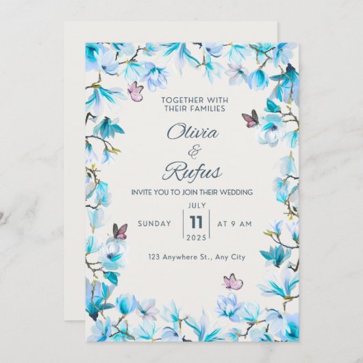 フローラ結婚式招待状 招待状 (正面/裏面)