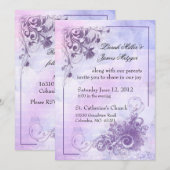 フローラ結婚式招待状 – 紫 招待状 (正面/裏面)