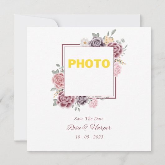 フローラ結婚式招待状（背面に写真が入っている場合） 招待状 (裏面)