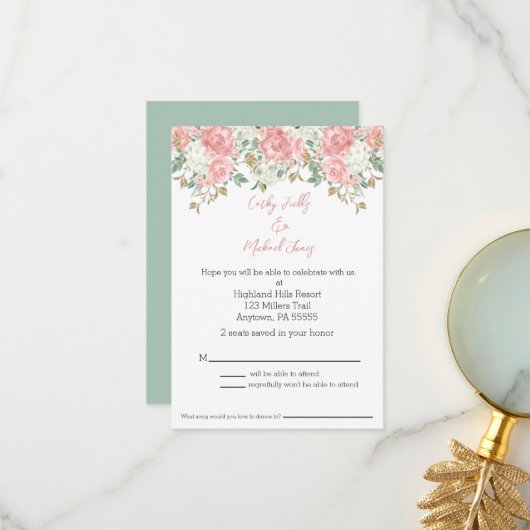 フローラ結婚式招待状RSVPカード サンキューカード (正面/裏面インサイチュ)