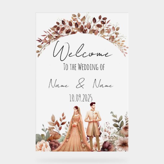 フローラ結婚茶色アクリル徴候 アクリルサイン (正面)