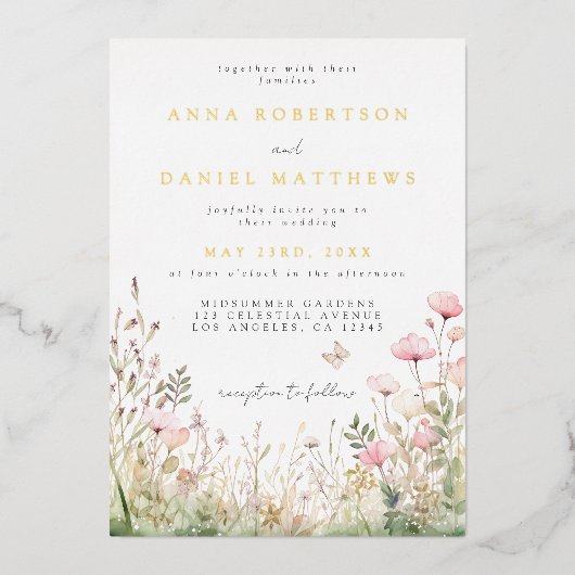 フローラ結婚蝶形箔招待状 箔招待状 (正面)