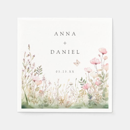 フローラ結婚蝶 スタンダードカクテルナプキン (正面)