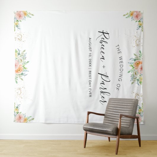 フローラ結婚赤面のデコ写真の背景 タペストリー (インサイチュ(横))