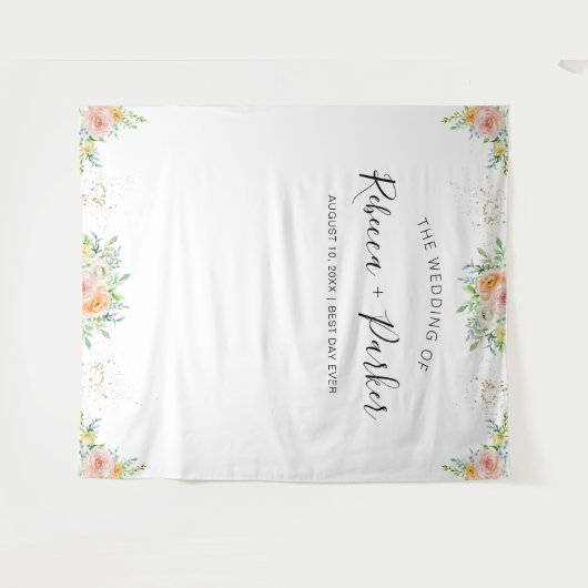 フローラ結婚赤面のデコ写真の背景 タペストリー (正面(横))