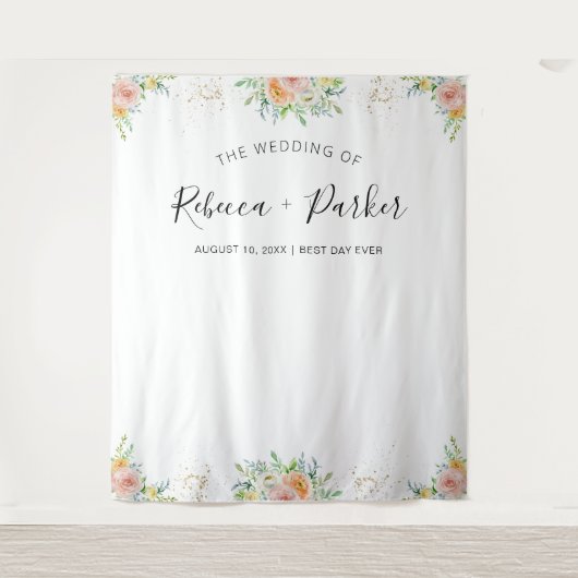 フローラ結婚赤面のデコ写真の背景 タペストリー (正面)