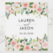 フローラ結婚、Boho、素朴フローラ・フレーム ワインラベル (シングルラベル)