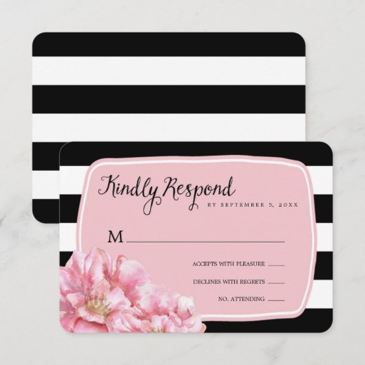 フローラ結婚Chic's Response Card / Pink 出欠カード (正面/裏面)