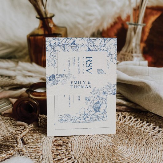 フローラ結婚Chinoiserieの 招待状ベリーバンド