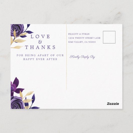 フローラ結婚Violet's Thank You写真はがき ポストカード (裏面)
