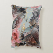 フローラ結晶ジオメトリ、水色ライト背景 アクセントクッション (裏面(縦))