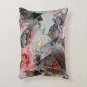 フローラ結晶ジオメトリ、水色ライト背景 アクセントクッション (正面(垂直))