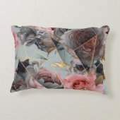 フローラ結晶ジオメトリ、水色ライト背景 アクセントクッション (裏面)