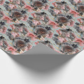 フローラ結晶ジオメトリ、水色ライト背景 ラッピングペーパー (角)