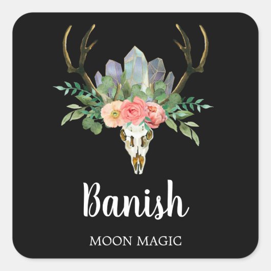 フローラ結晶スカル意図キャンドルラベル スクエアシール (正面)