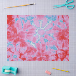 フローラ絞り染めヒッピー花花ピンクブルー 薄葉紙