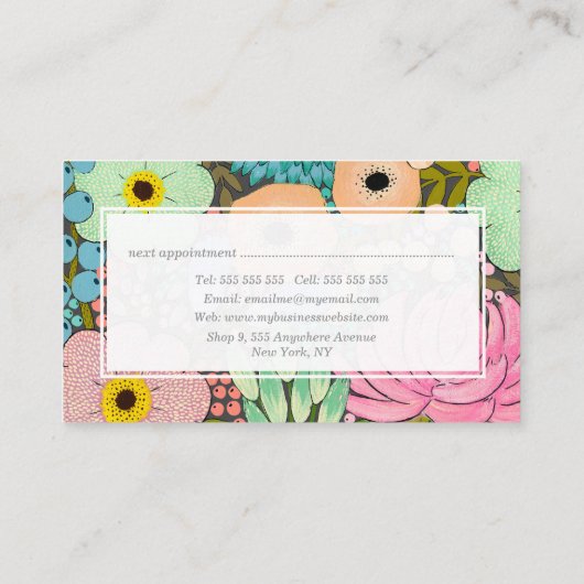 フローラ絵を描のスタイリストアポイントメントカード 予約カード (裏面)