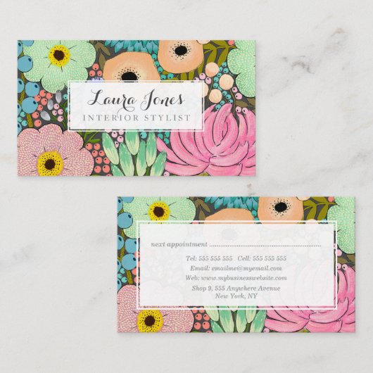 フローラ絵を描のスタイリストアポイントメントカード 予約カード (正面/裏面)