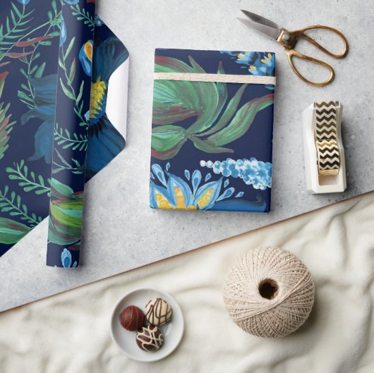 フローラ絵を描ろうけつ染めウクライナフォーク絵を描スタイル ラッピングペーパー (クラフト)