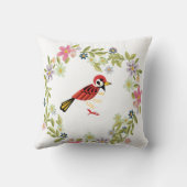 フローラ絵を描アートと鳥スケッチ クッション (裏面)