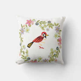 フローラ絵を描アートと鳥スケッチ クッション