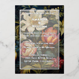 フローラ絵を描オランダの17位18セント。ウェディング 箔招待状