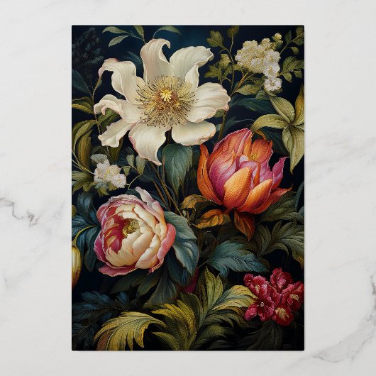 フローラ絵を描オランダの17位18セント。ウェディング 箔招待状 (裏面)