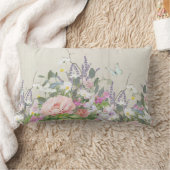 フローラ絵を描ピックピーニー蝶素朴木材 ランバークッション (ブランケット)
