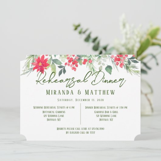 フローラ絵を描リーフのリハ結婚ーサルディナー 招待状 (スタンド正面)